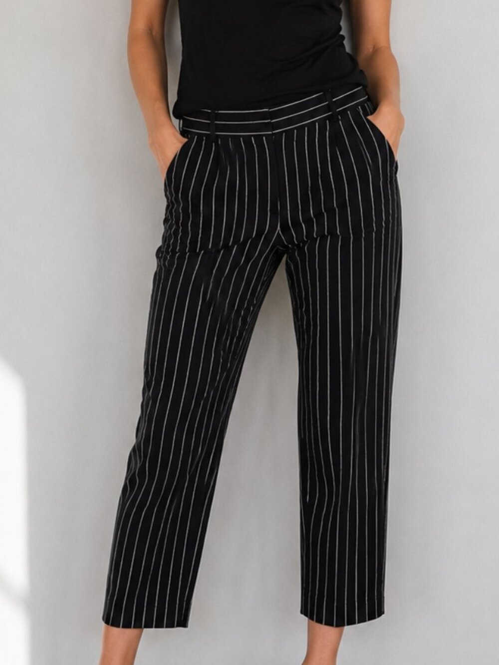 Oscar Slacks Trousers Lounge Blue Pants Wide Leg Striped Crop Size XL